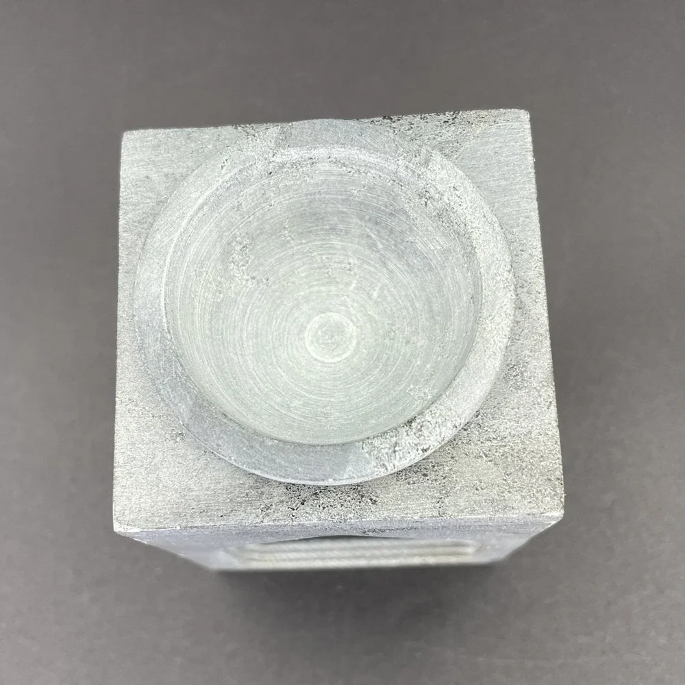 Essential Oil Burner Handcarved Soapstone Gray Om Symbol Made In India - Picture 5 of 14